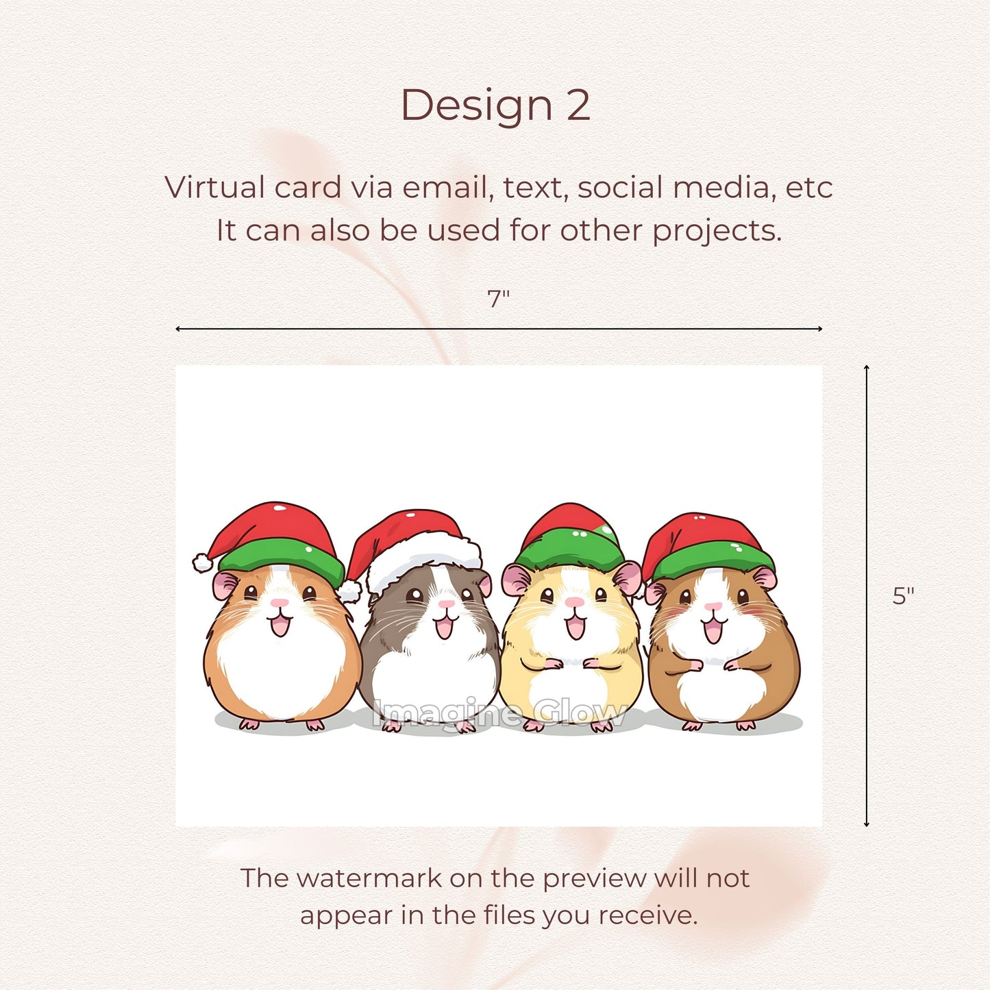Guinea Pig Pet Holiday Card for Christmas Greetings
