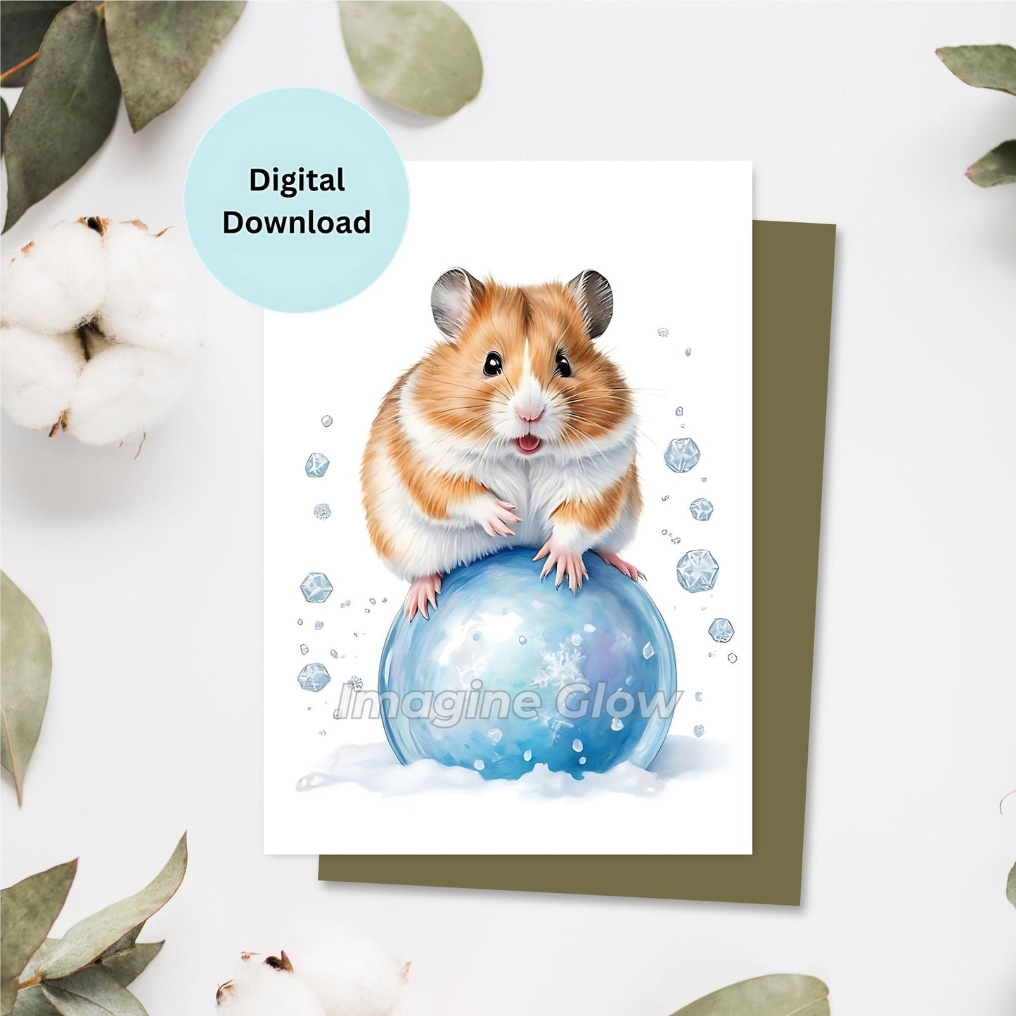 Hamster Greeting Card - Printable Winter Holiday Art