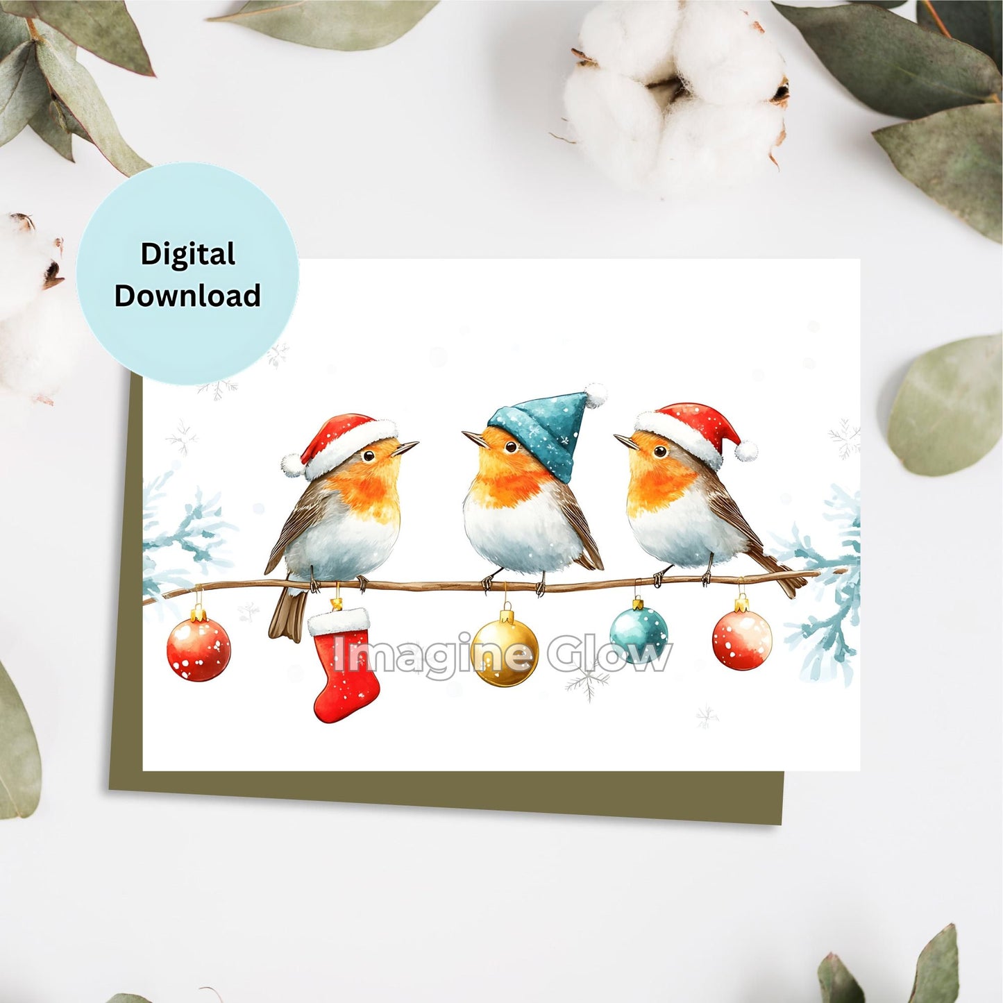 Robin Christmas card featuring a festive illustration for holiday greetings