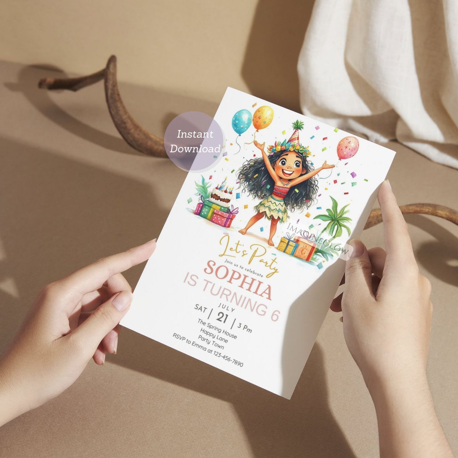 Tropical island birthday invite