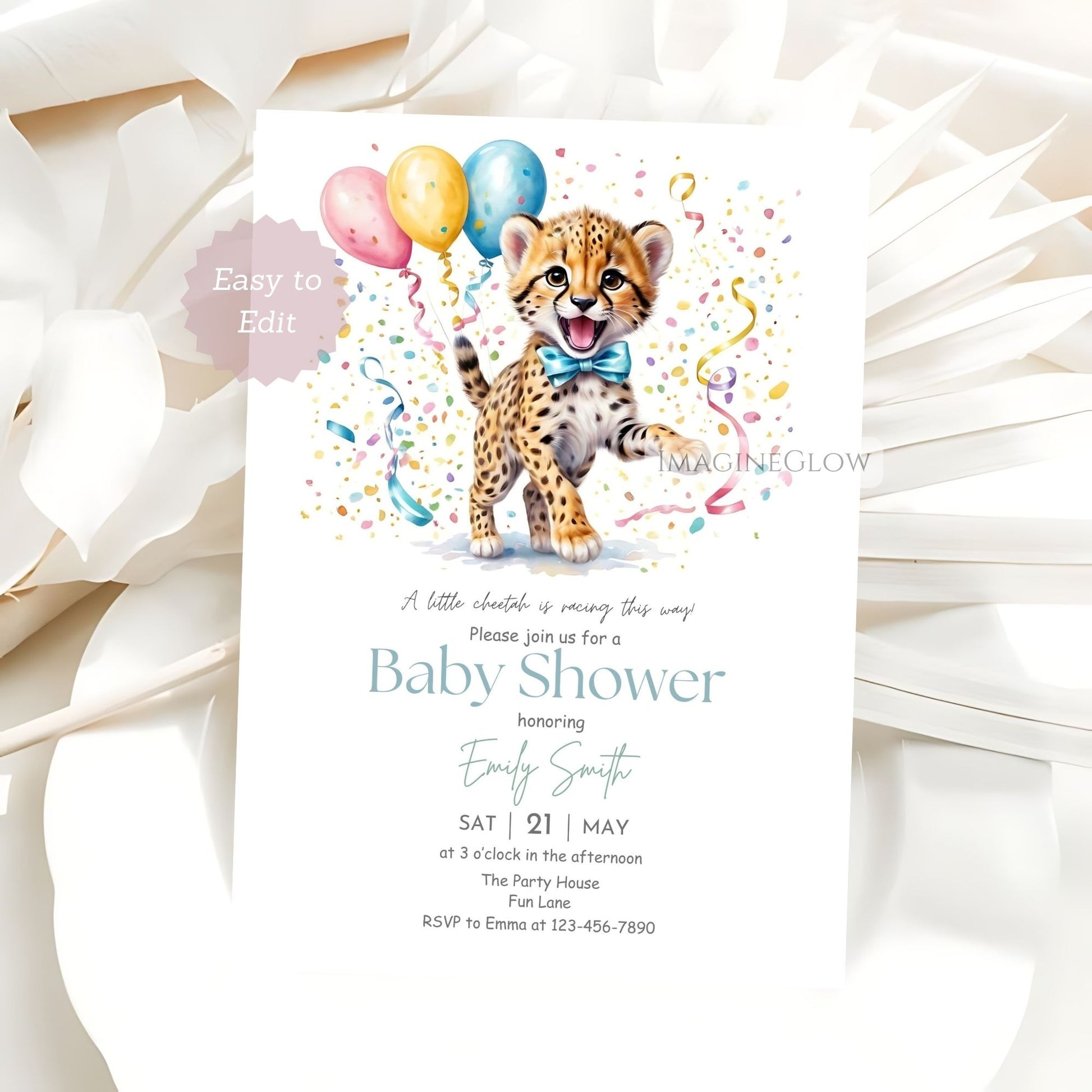 Safari animal baby shower invitation boy