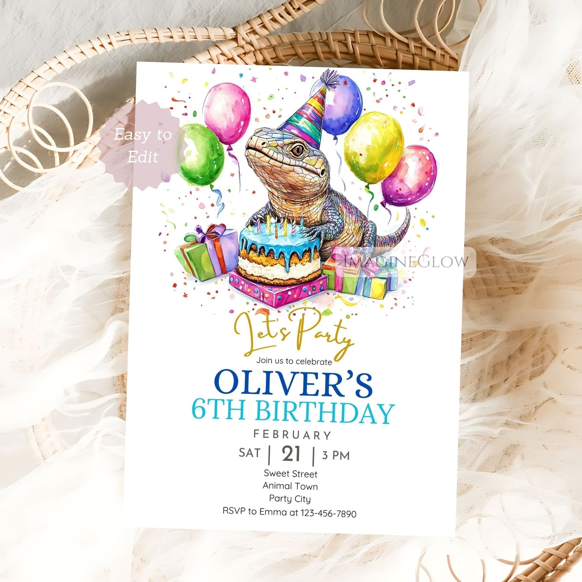 Customizable skink birthday card
Reptile celebration invite for boys and girls