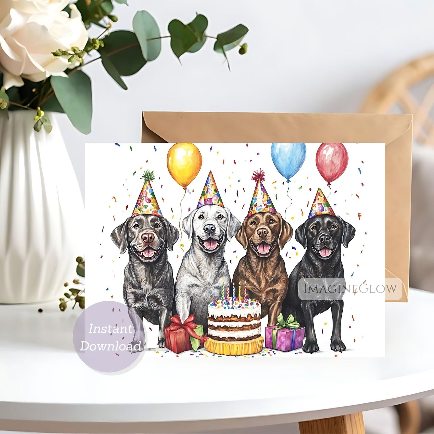 Labrador Retriever Dog Birthday Card – Cute Puppy Greeting Card