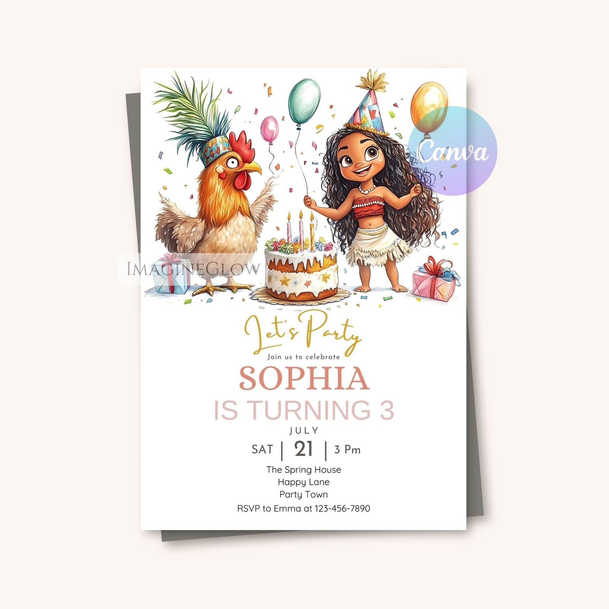 Tropical rooster party invitation