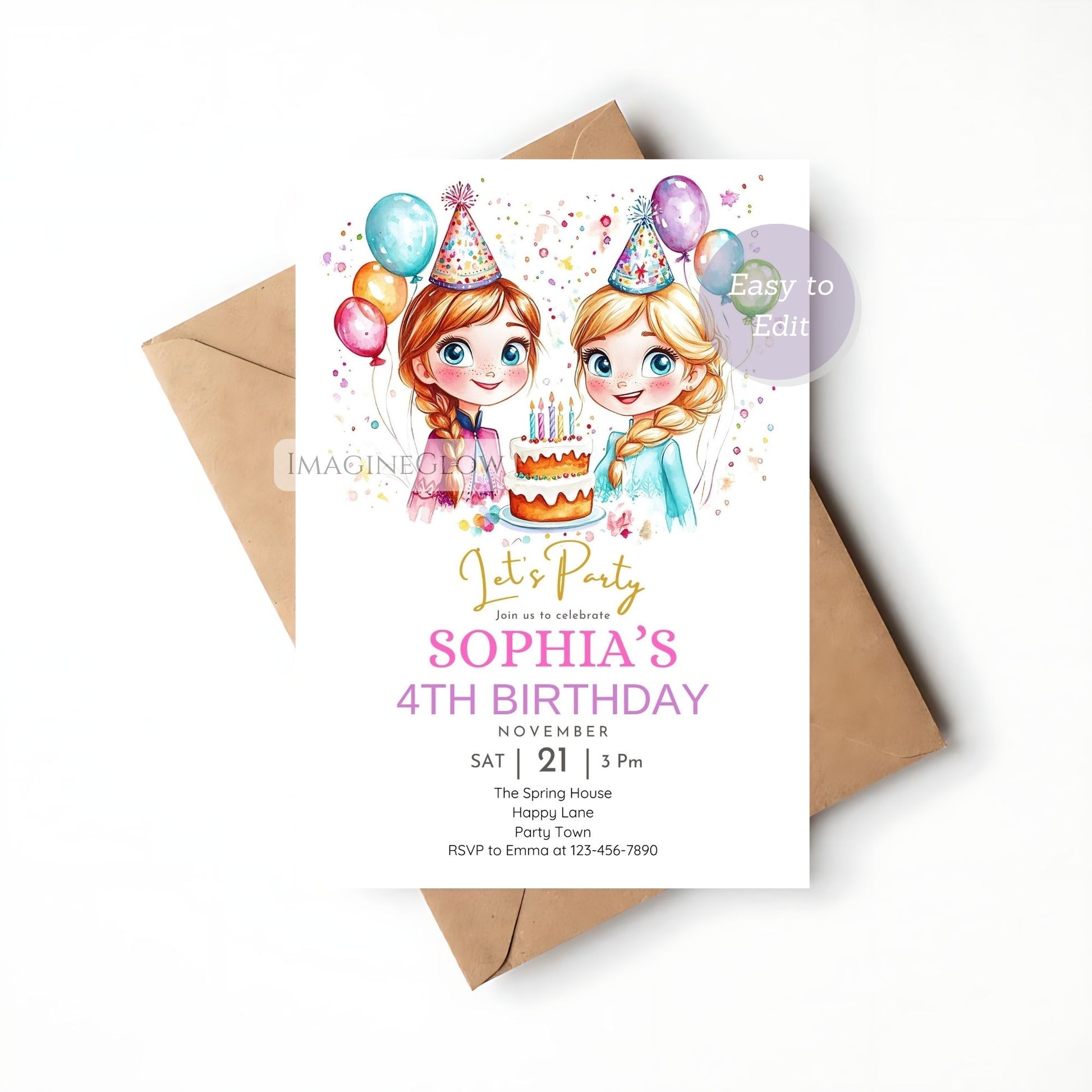 Frozen party invite for girls