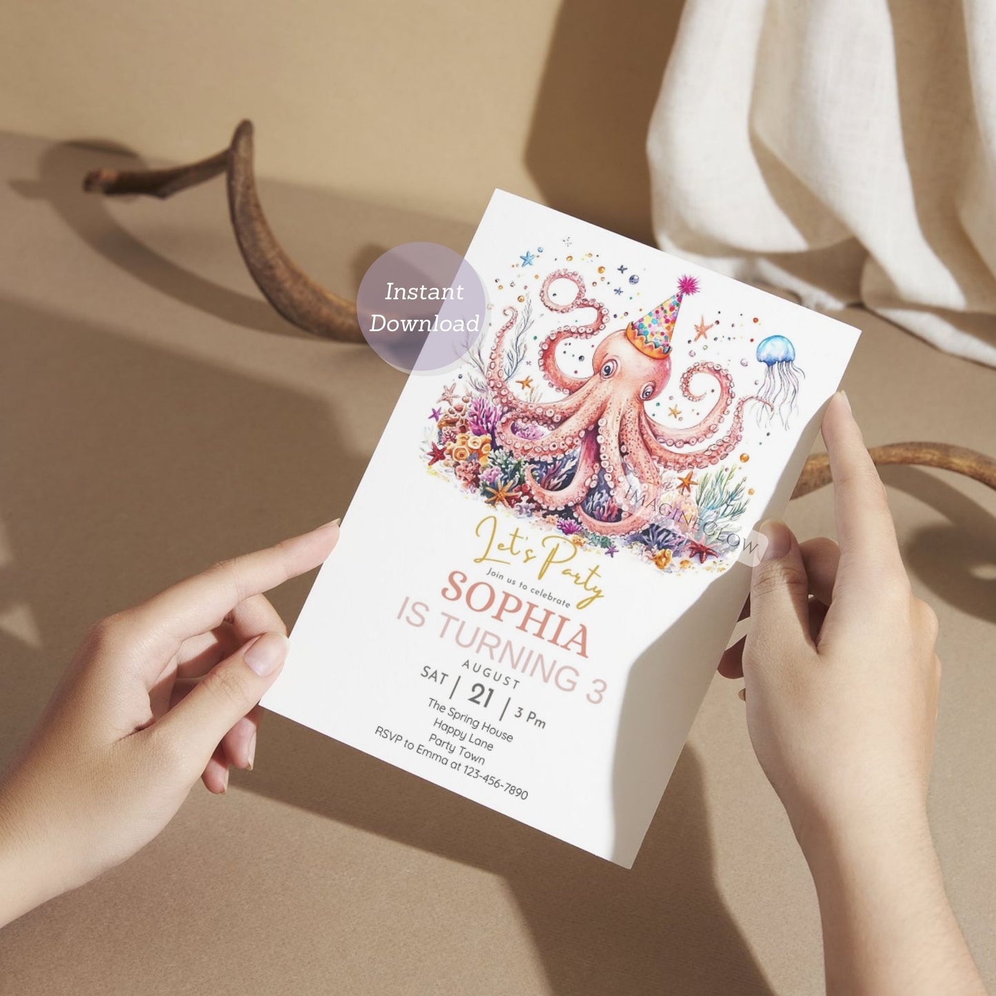 Fun and playful octopus-themed invitation