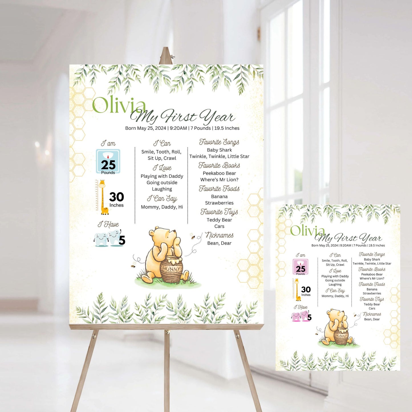 Winnie the Pooh First Birthday Bundle - Classic Pooh Bear Party Printables