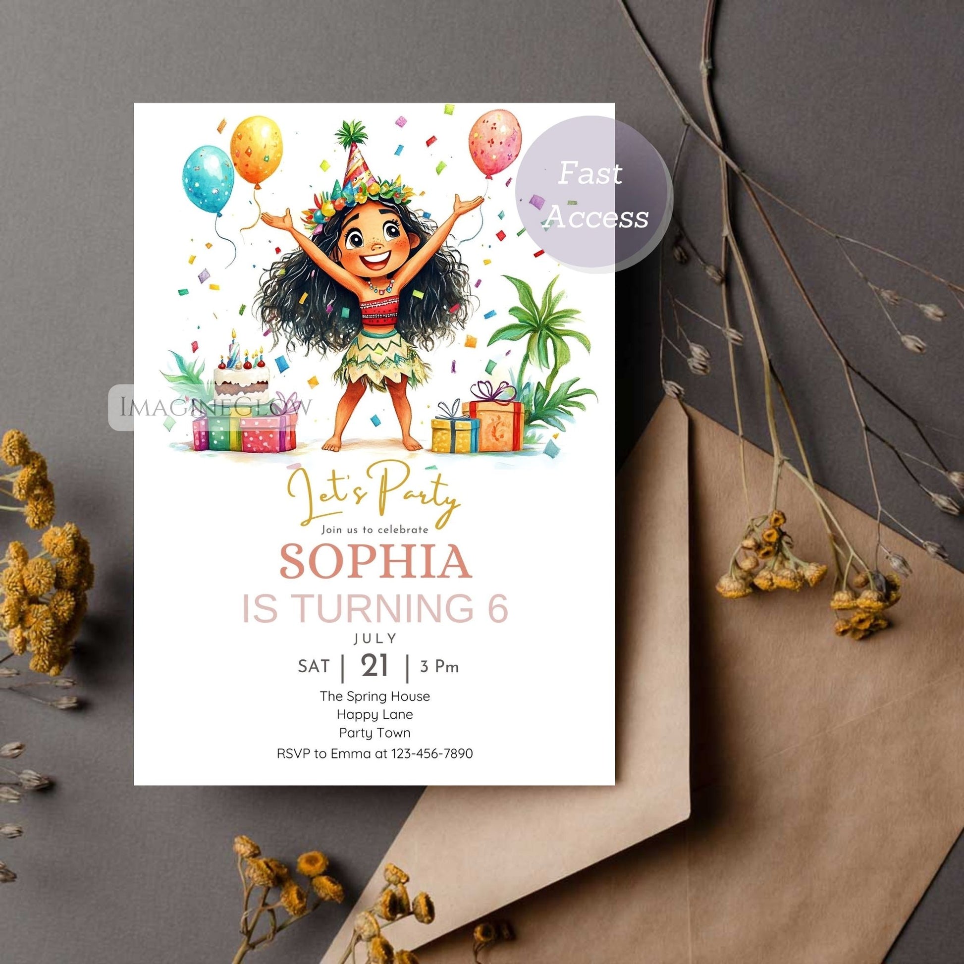 Editable Moana-inspired invite