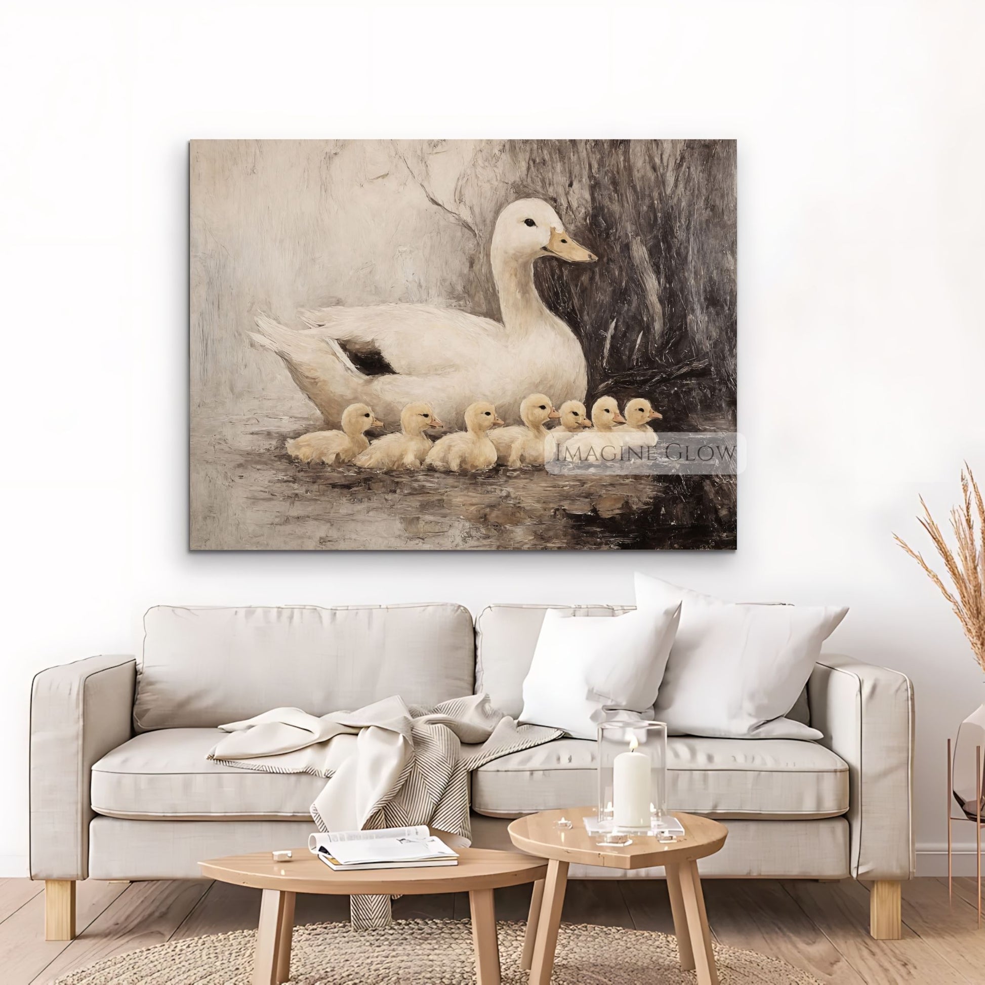Farmhouse art featuring ducks and ducklings