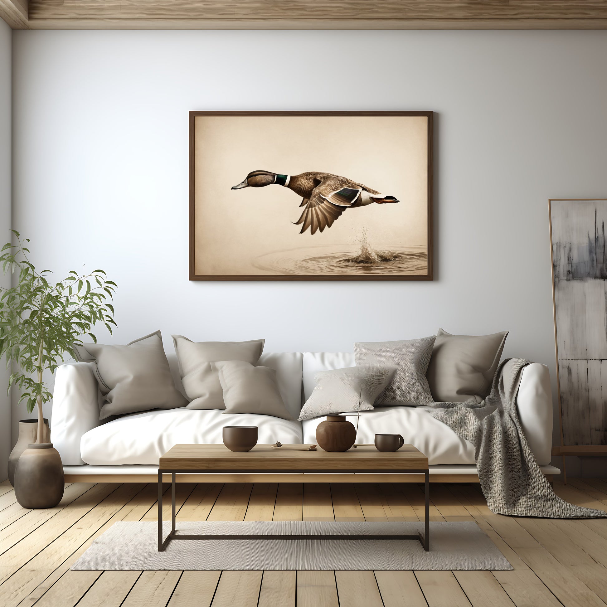 Classic vintage art of flying ducks for home decoration