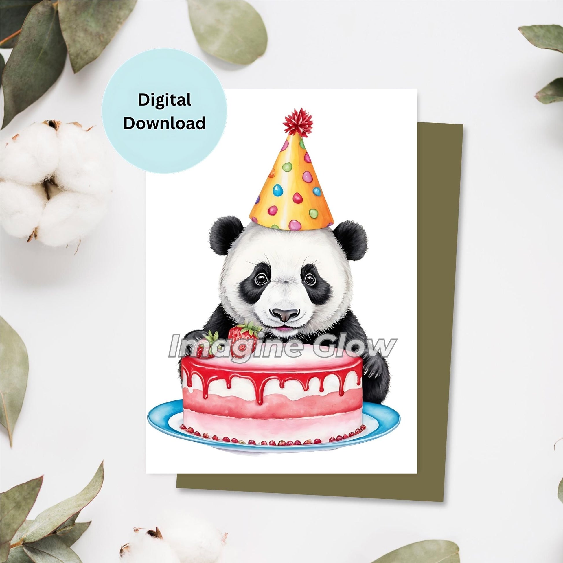 Panda Birthday Card - Printable Animal Greeting Card for Animal Lovers