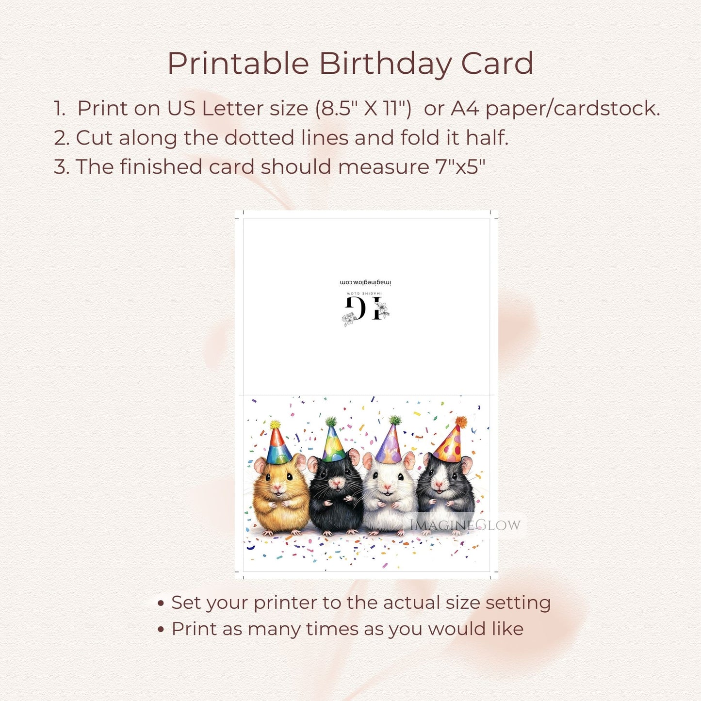 Printable hamster birthday card
Small pet birthday card
Rodent birthday greeting card
Adorable hamster card
Pet lover birthday card
Hamster party invitation card
Fun hamster birthday printable
Animal birthday card