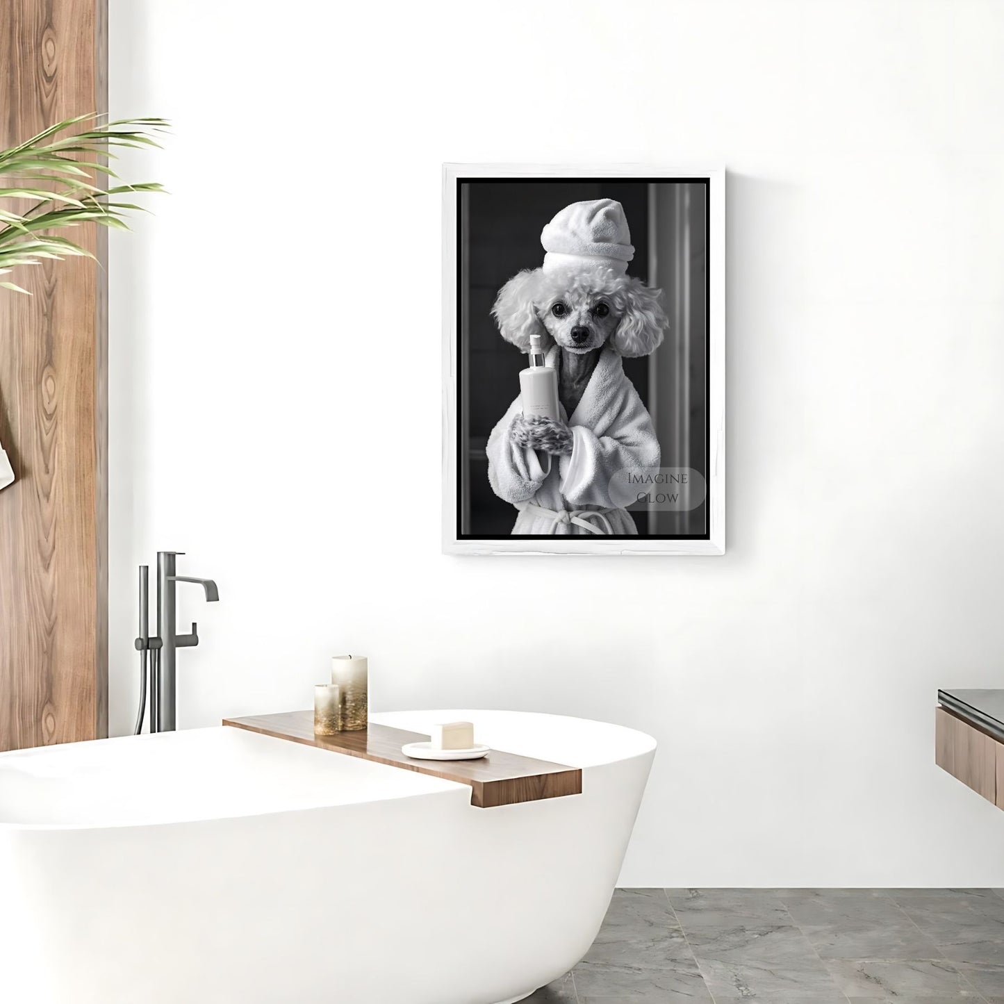 Unique Poodle bathroom art print for dog lovers