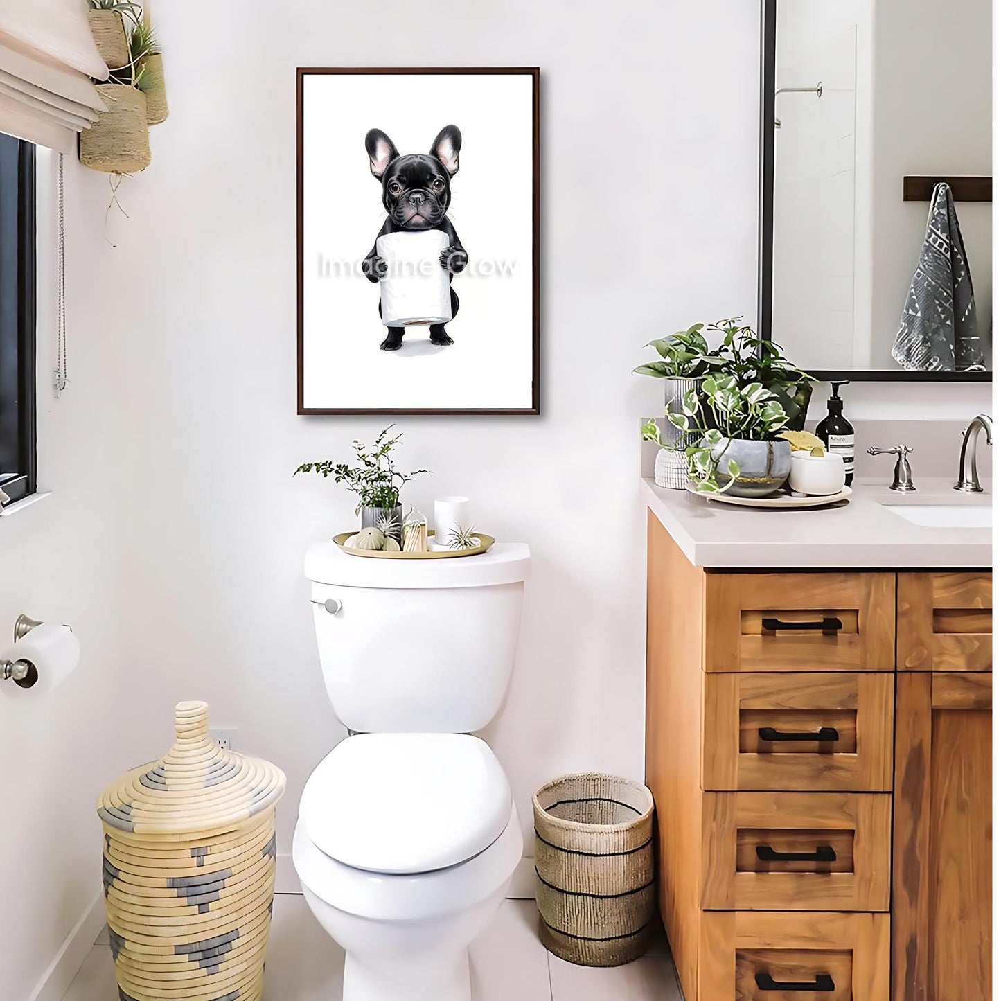 Playful dog-themed wall decor bringing fun to bathroom spaces