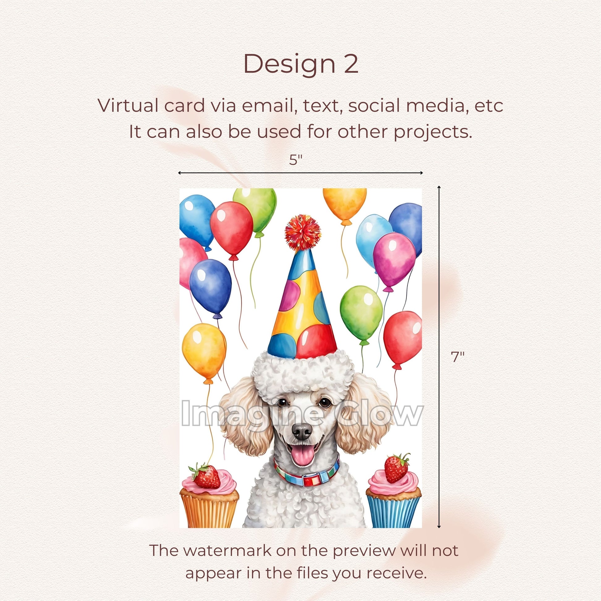 Poodle dog birthday greeting card, perfect for pet enthusiasts.