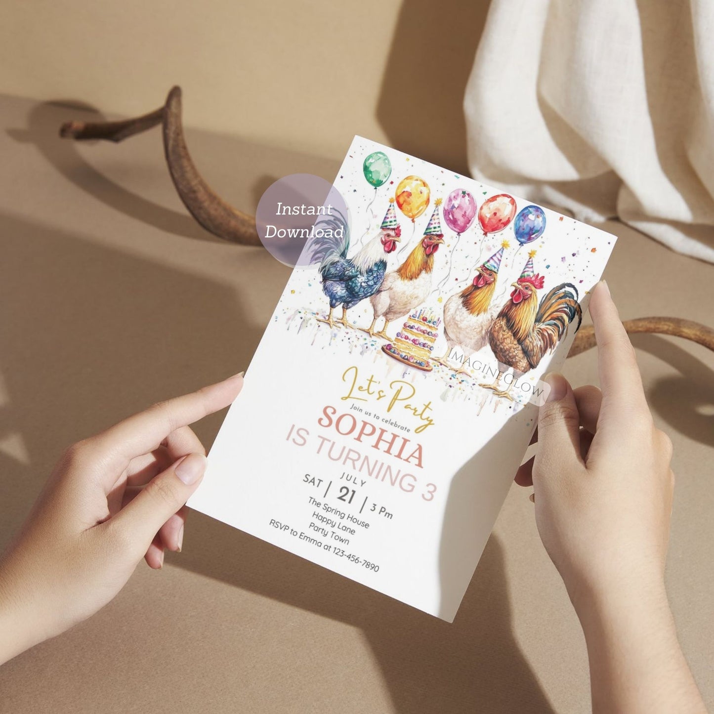Rooster birthday party invite