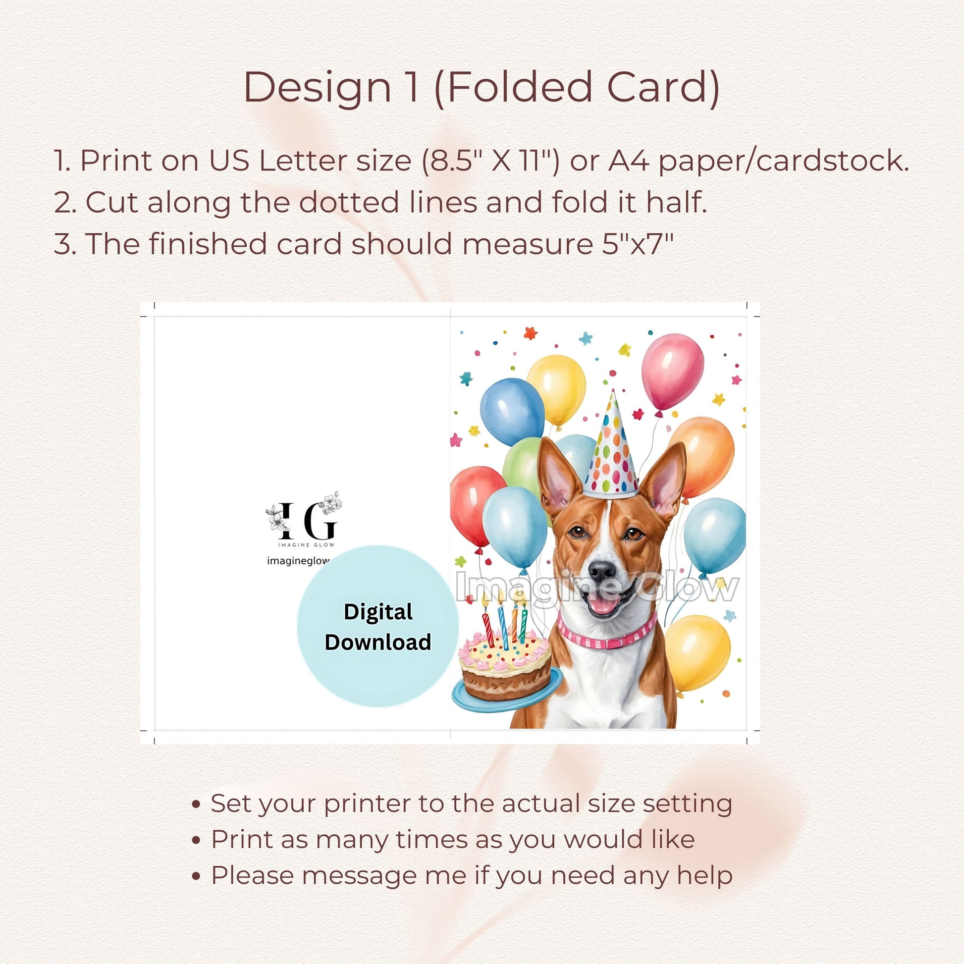 Birthday card featuring a Basenji dog, perfect for pet lovers.