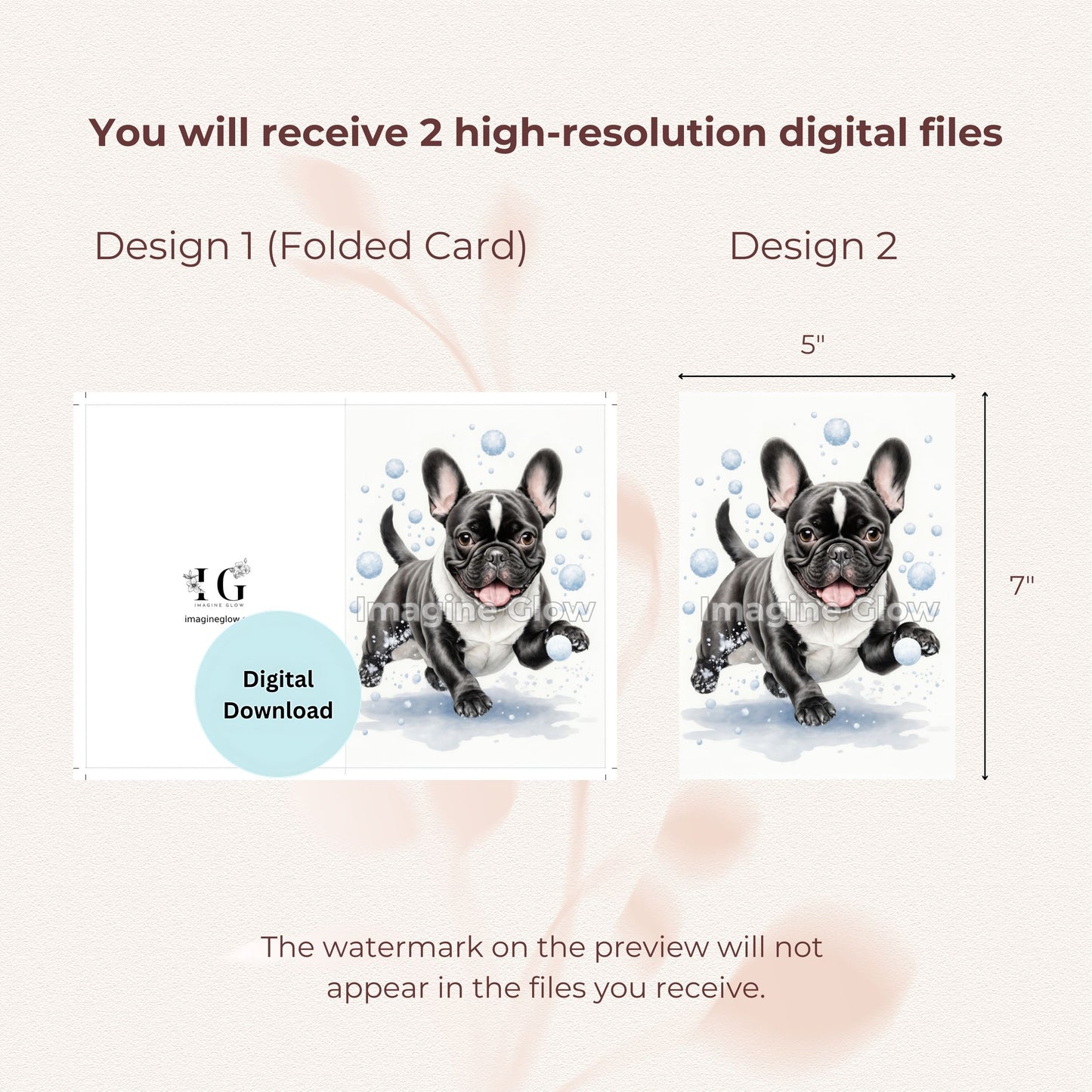Printable French Bulldog Christmas Card for Dog Lovers