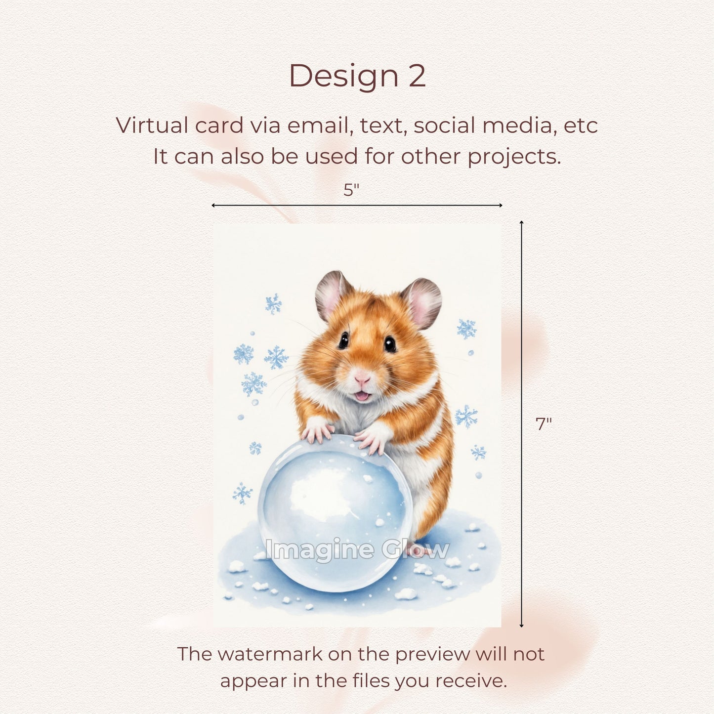 Printable Hamster Greeting Card for Winter Joy
