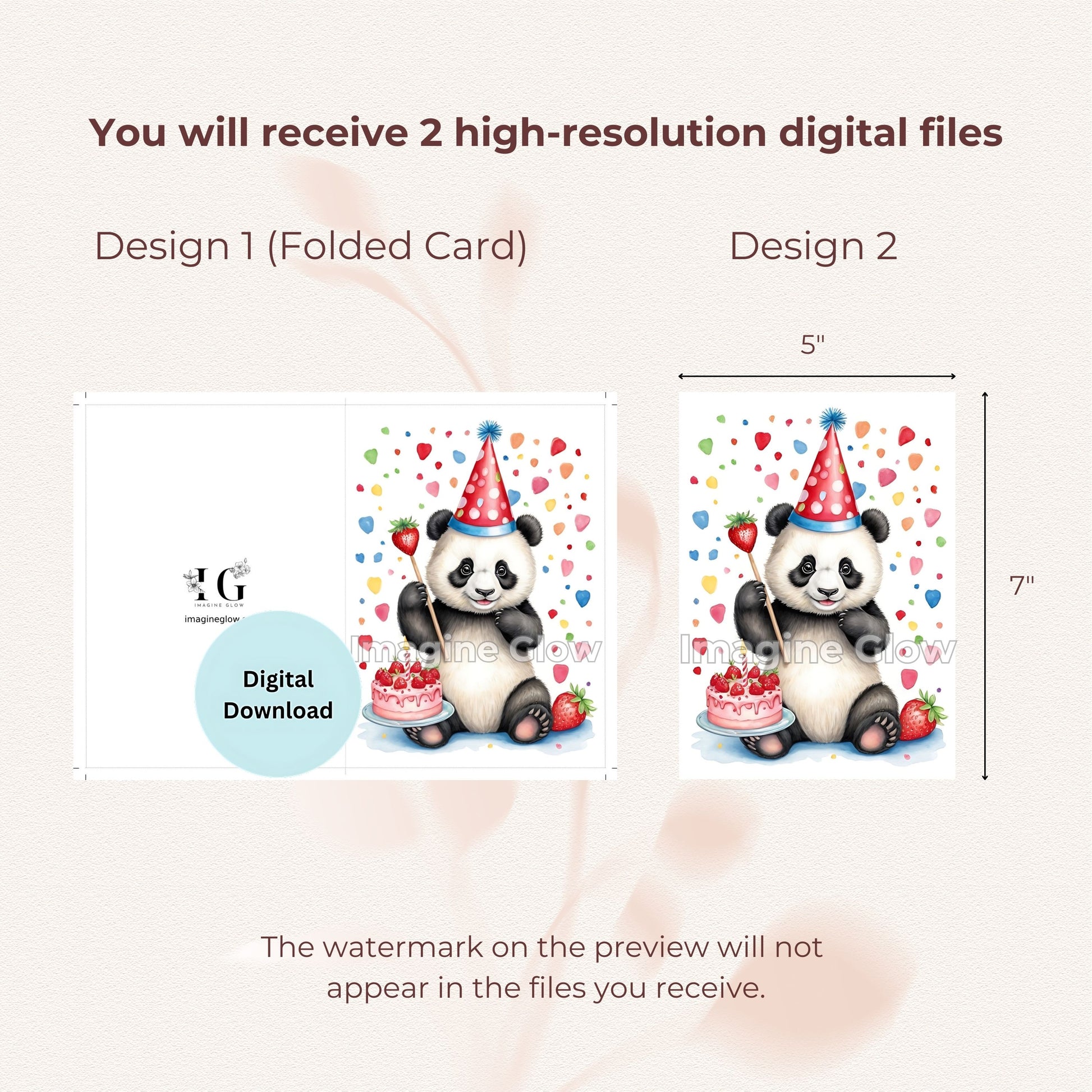 Printable Panda Birthday Card - Animal Lover Greeting Card