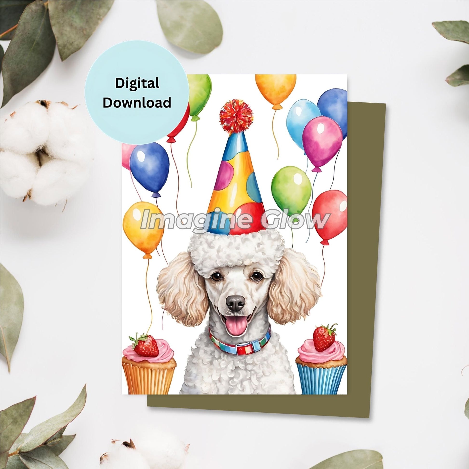 Printable Poodle Dog Birthday Card for pet lovers.