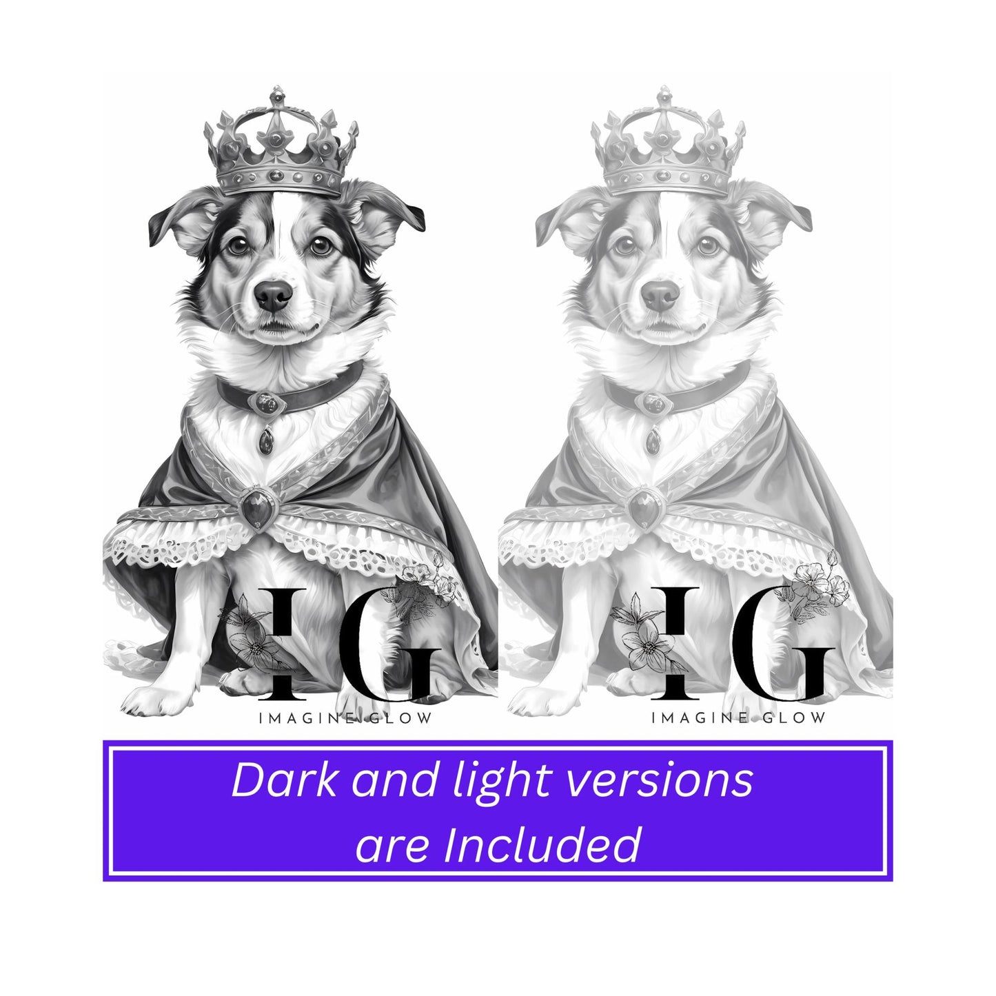 Printable coloring pages featuring 48 unique dog costumes for all ages
