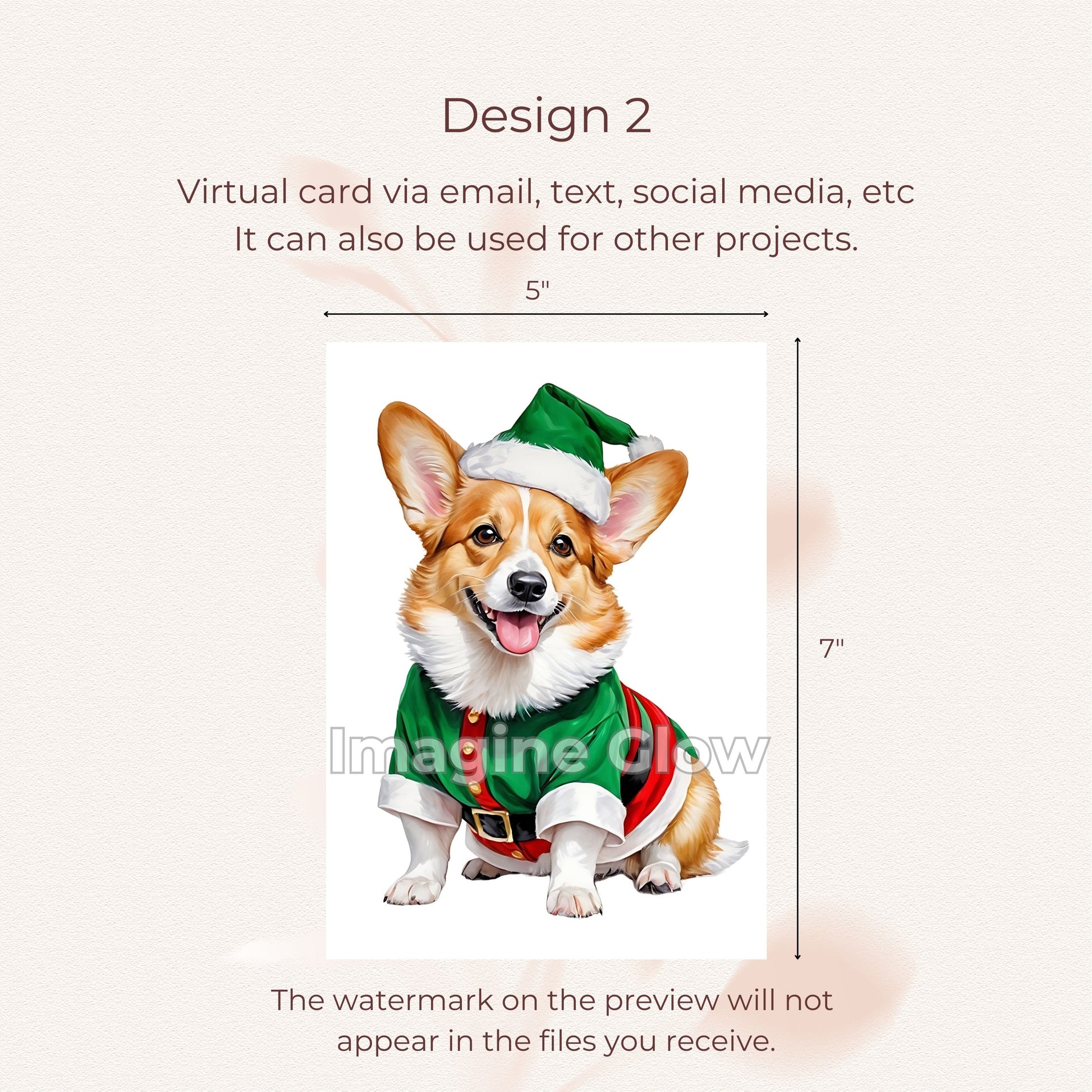 Printable dog-themed Welsh Corgi Christmas card for holiday cheer.