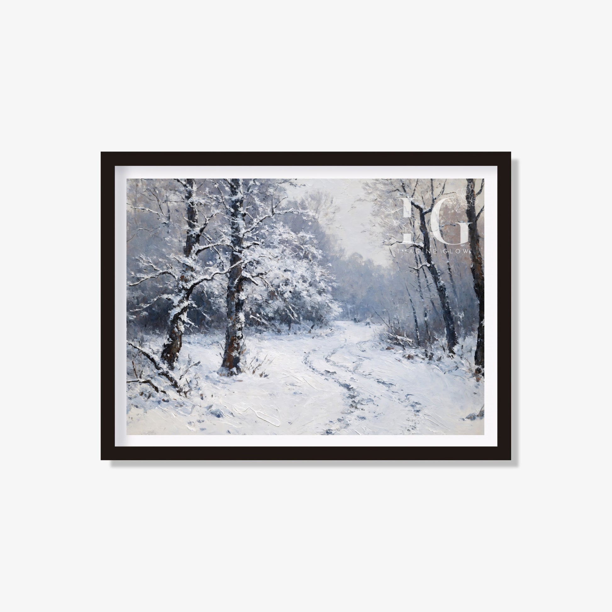 Printable winter forest art print for serene wall decor