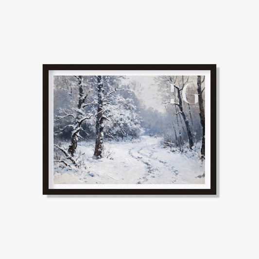 Printable winter forest art print for serene wall decor