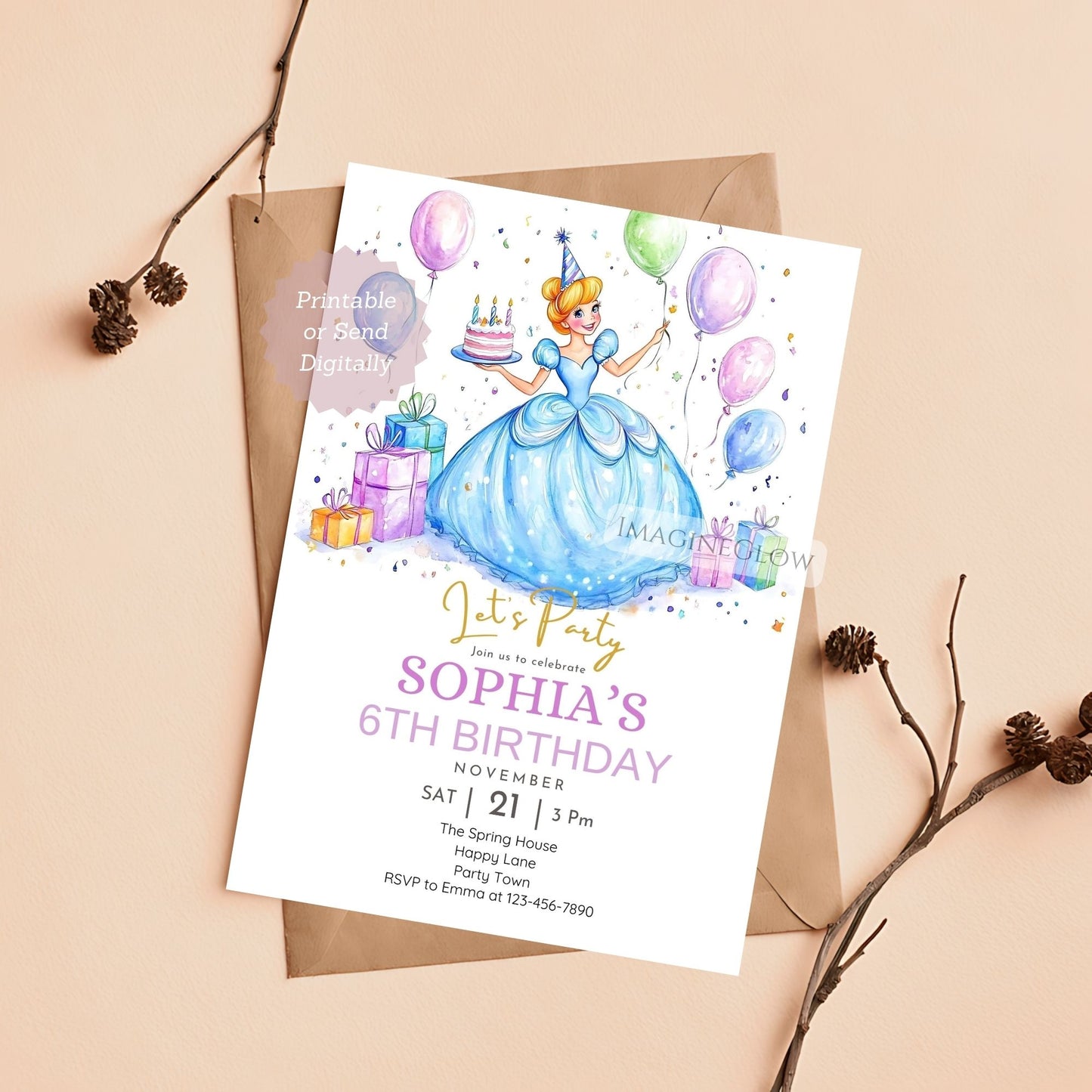 Magical princess birthday card