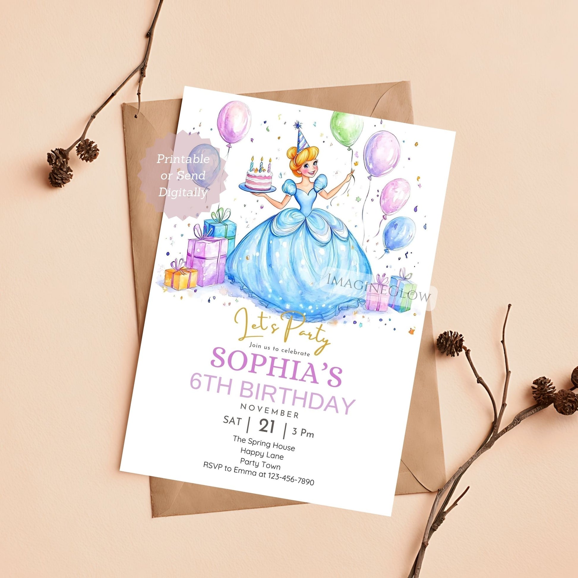 Magical princess birthday card