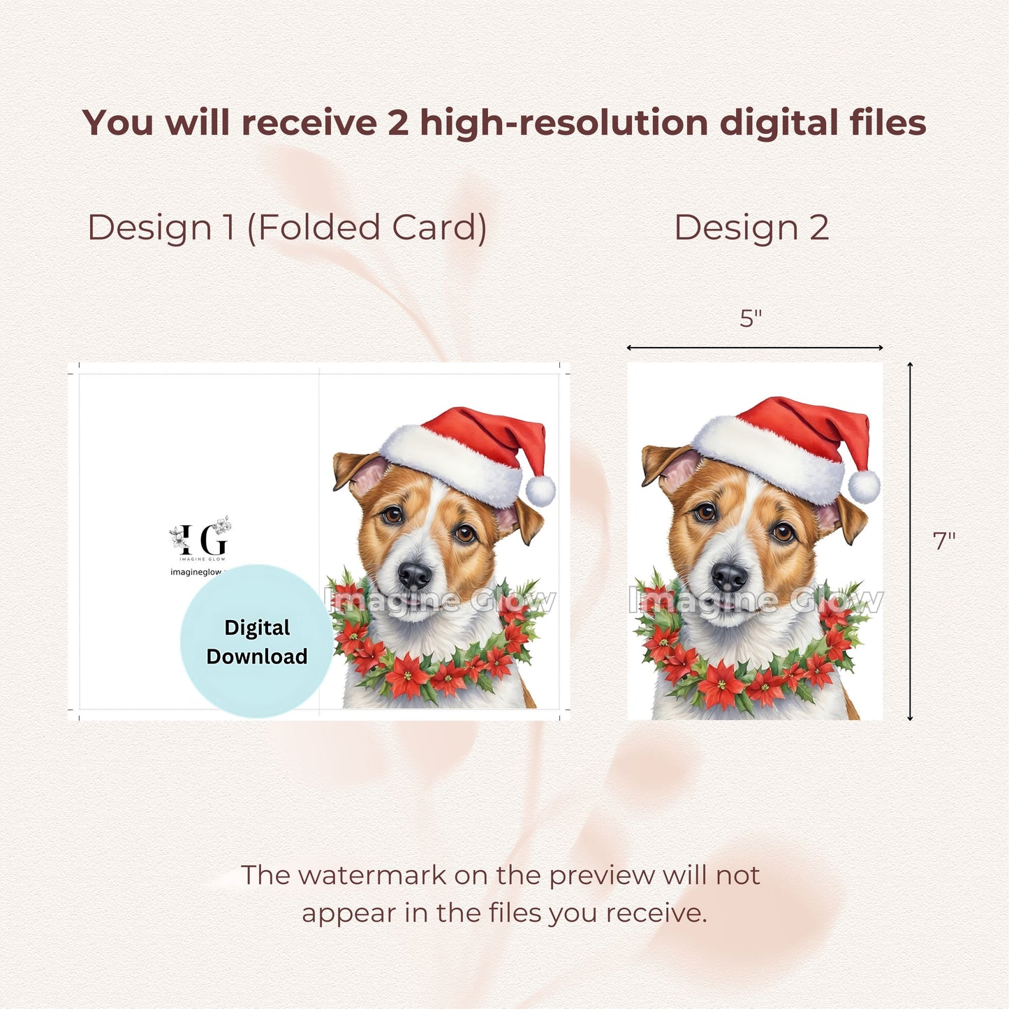 Russell Terrier dog-themed Christmas card for festive greetings.
