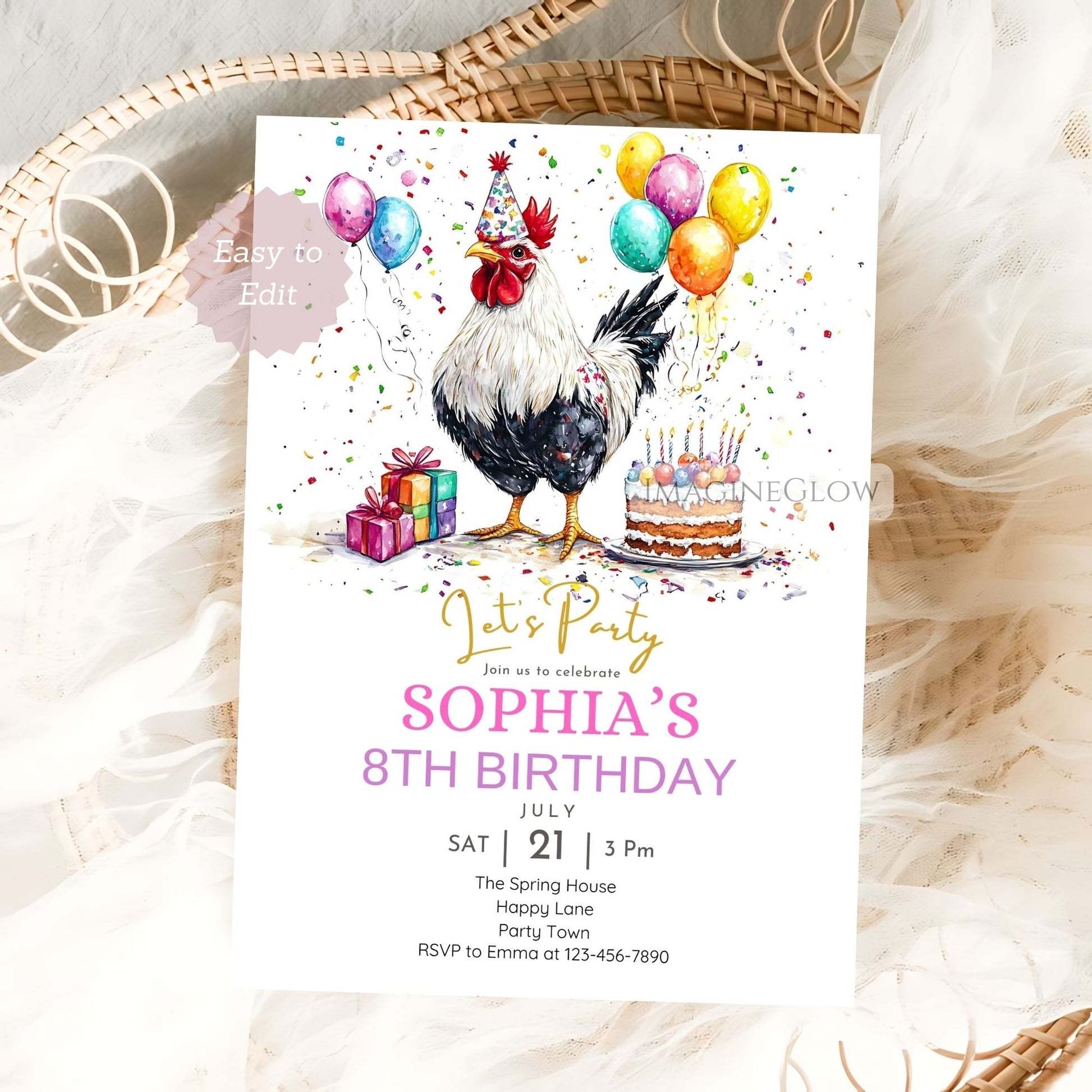 Country style chicken birthday card