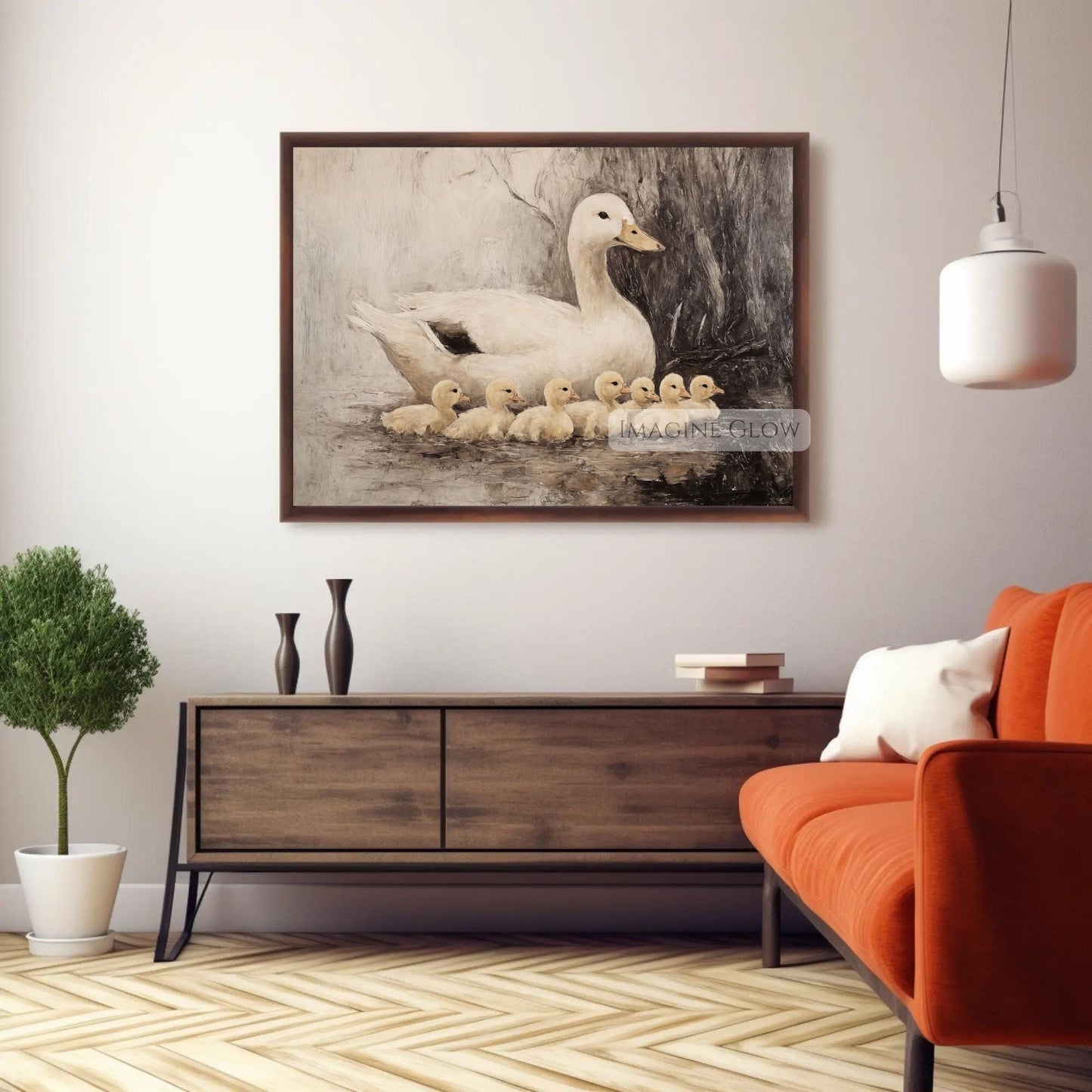 Nature-inspired vintage duck painting