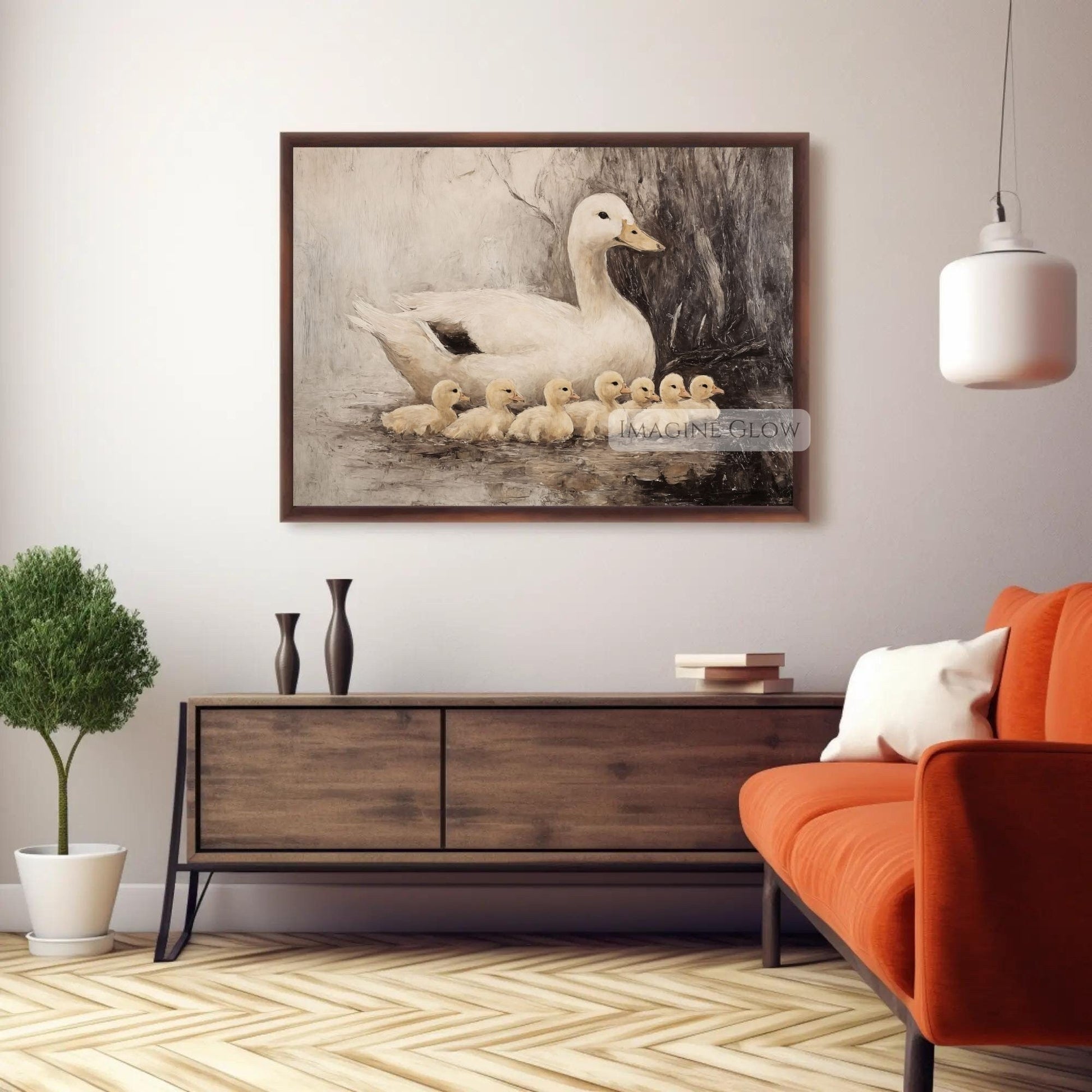 Nature-inspired vintage duck painting