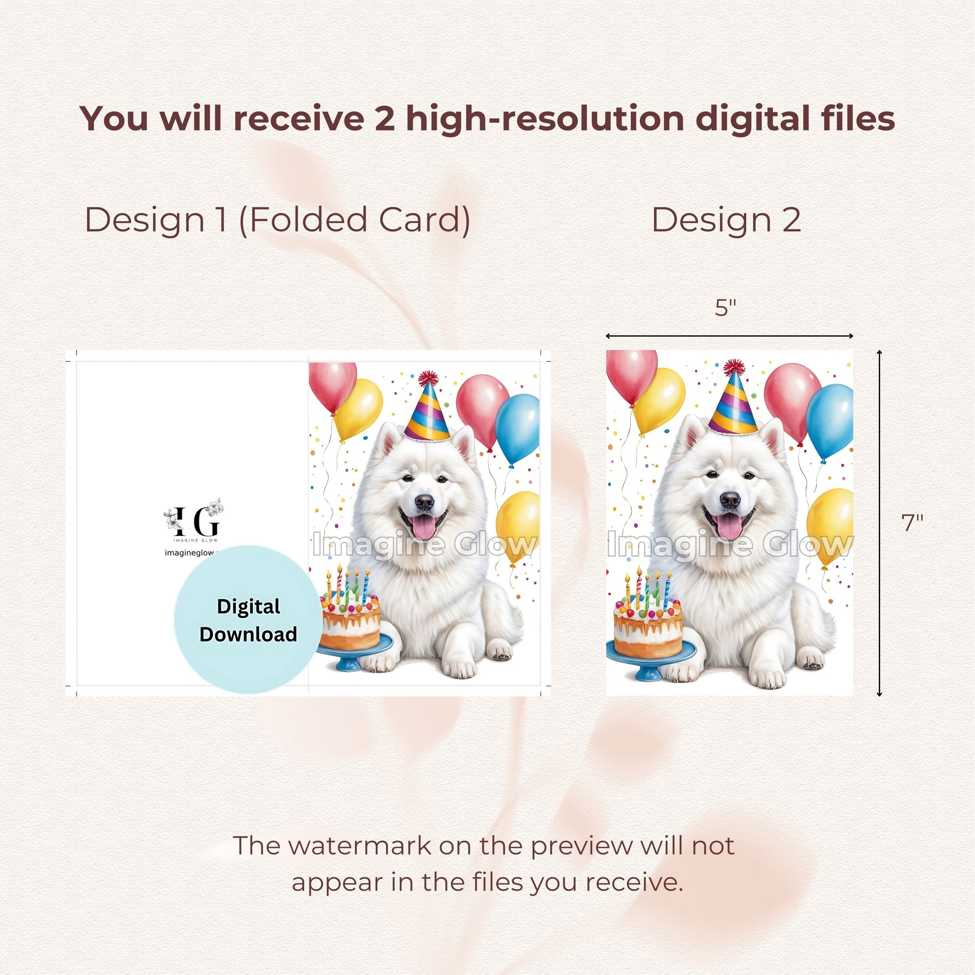 Samoyed dog birthday greeting card, perfect for pet enthusiasts.