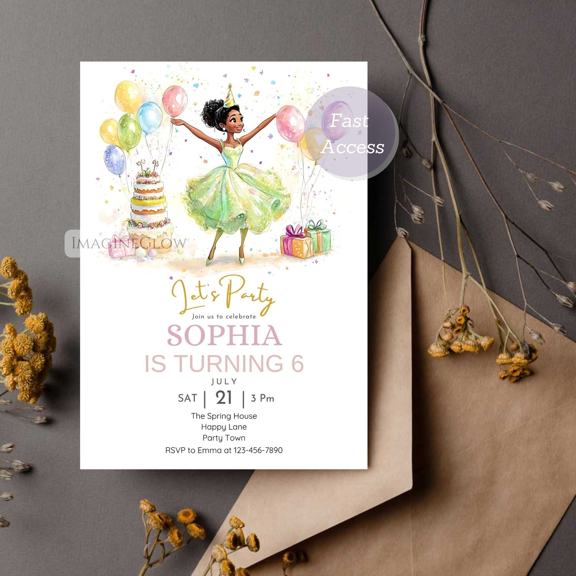 Printable Princess and the Frog invite