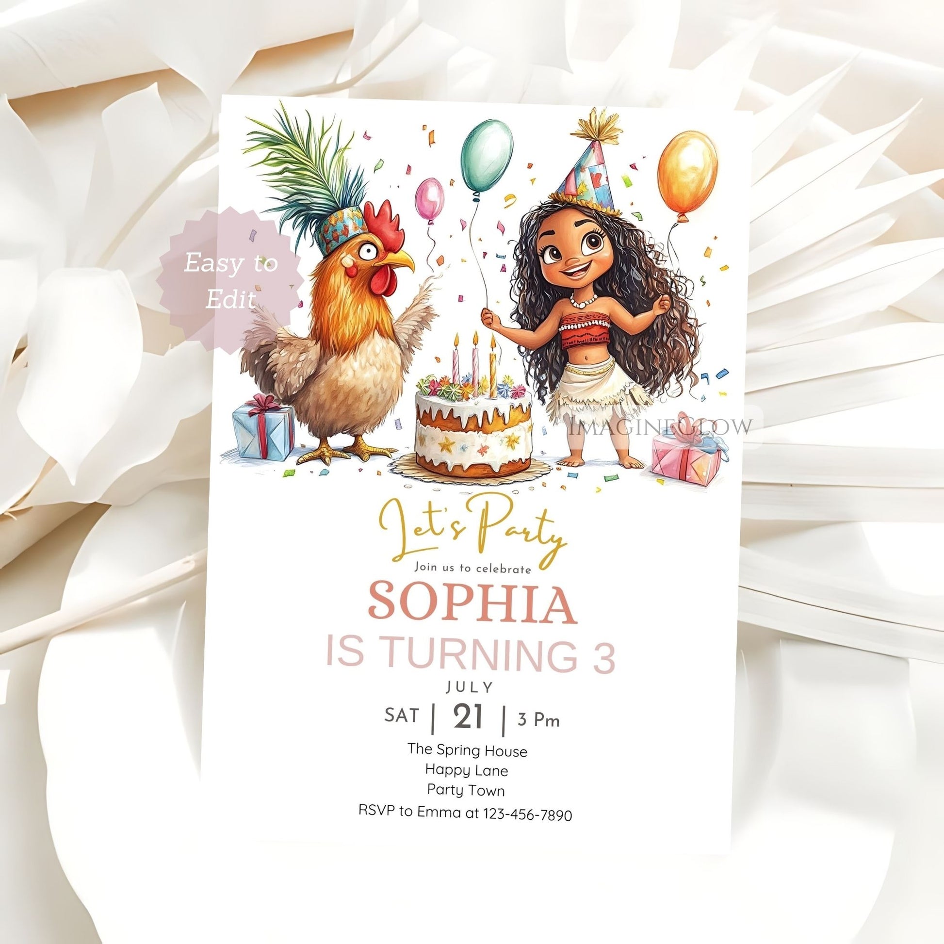 Cute rooster birthday party invite