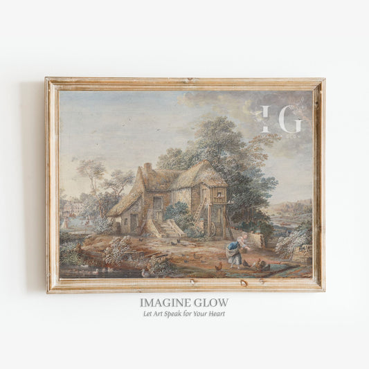 Country life painting printable showcasing a serene rural landscape