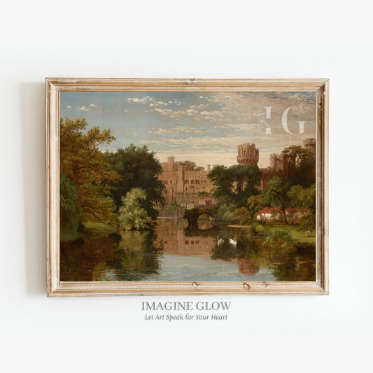 Majestic Warwick Castle vintage-inspired art print for walls