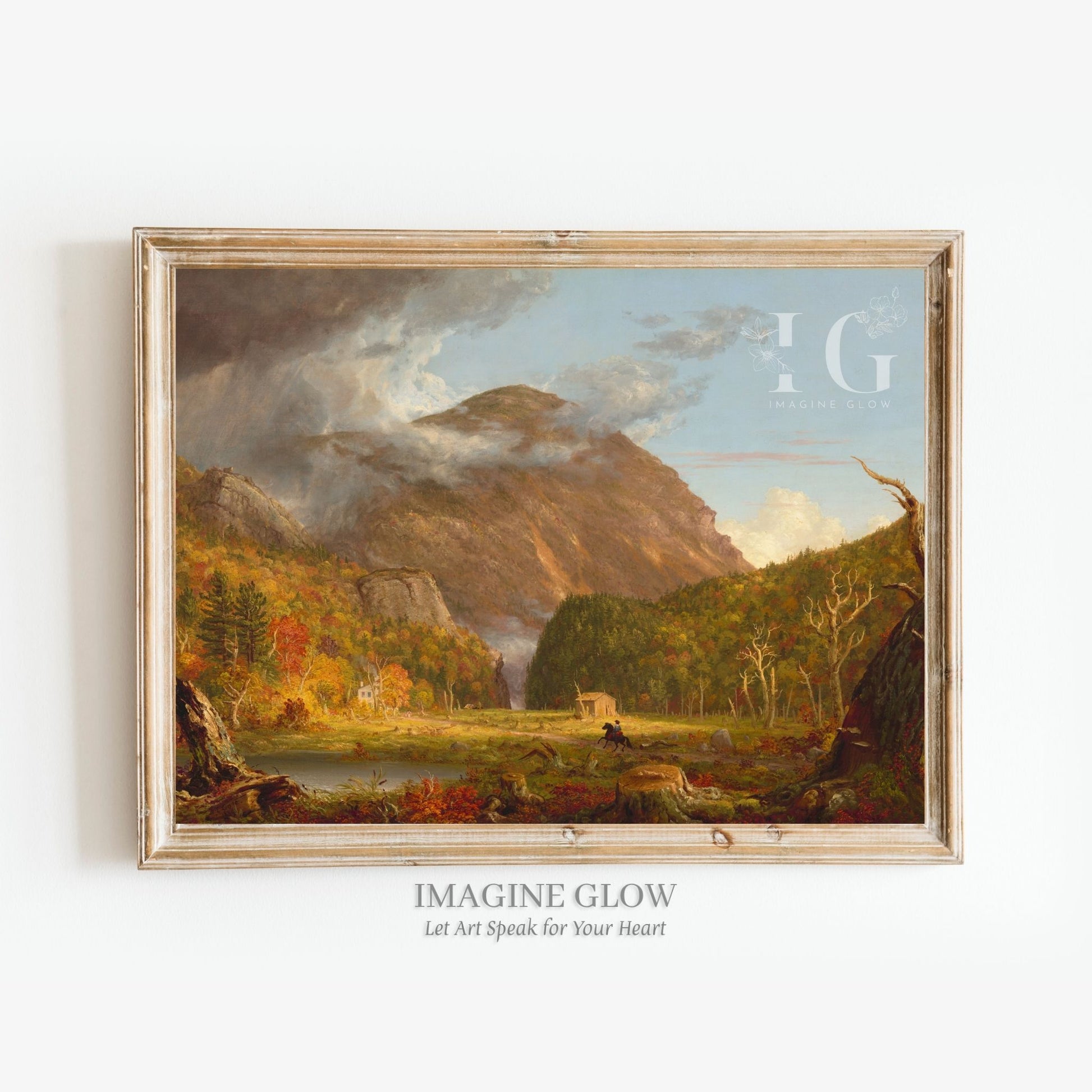 Autumn landscape of the White Mountains in vintage art style