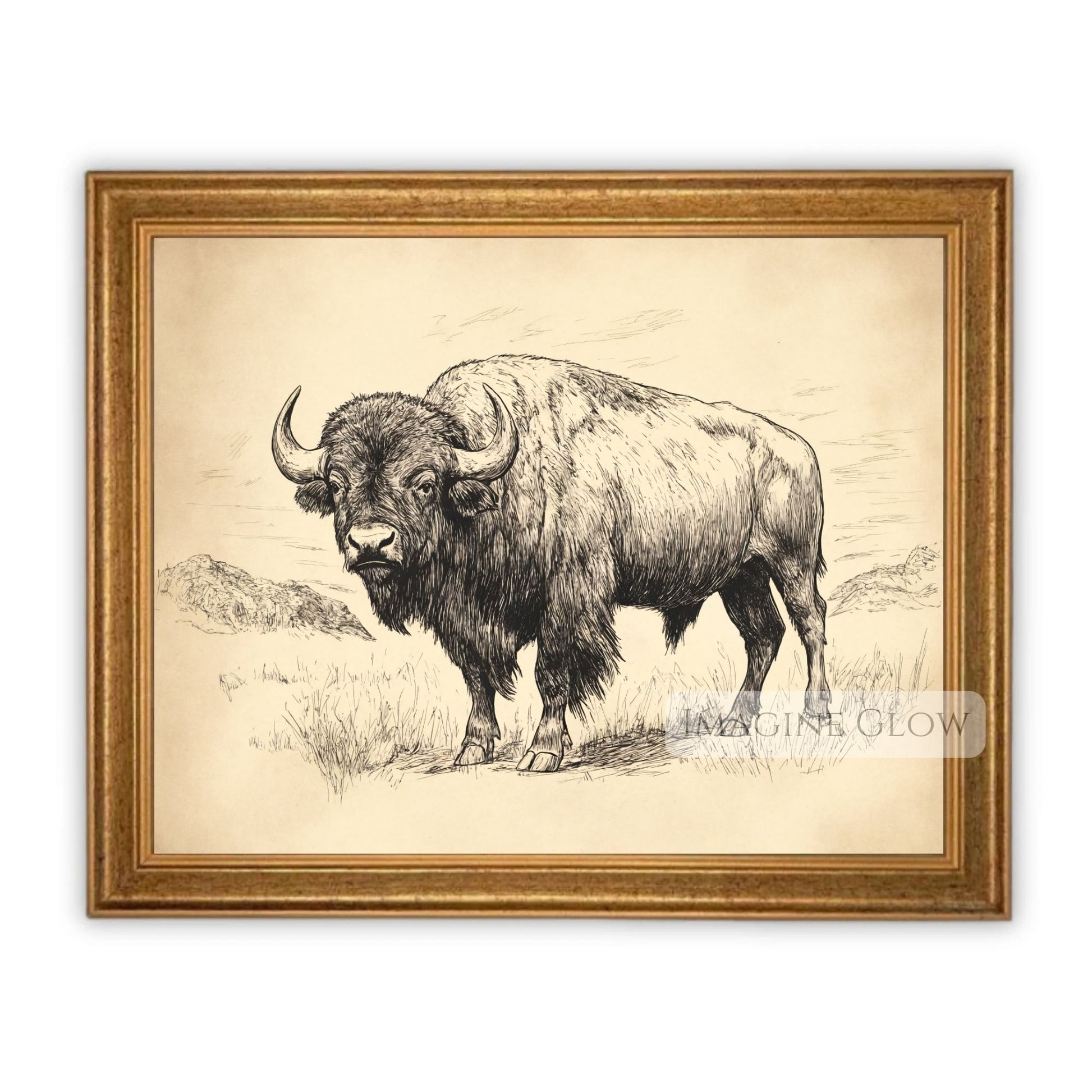 Wildlife-inspired buffalo artwork for farmhouse decor.
