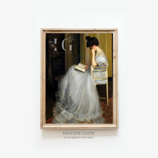 Woman Reading A Book - Vintage Moody Printable Wall Decor