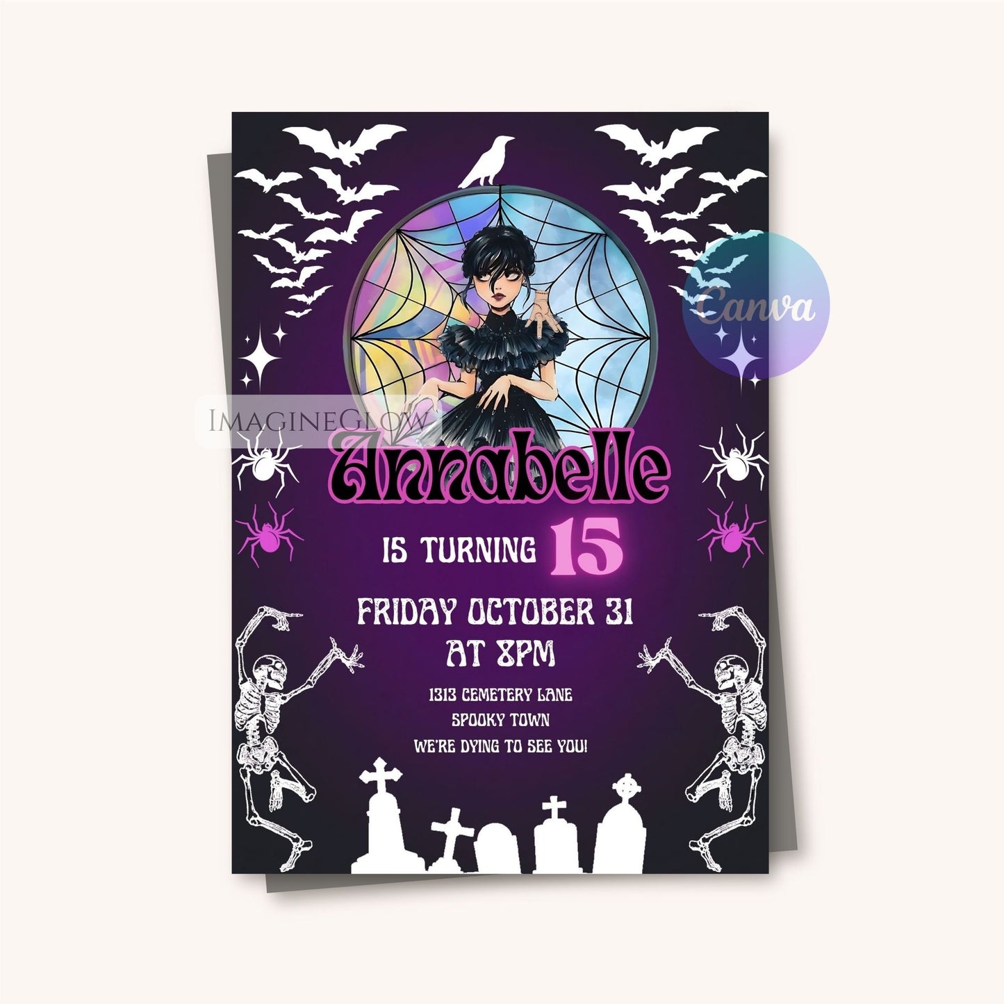 Spooky editable birthday invite for girls