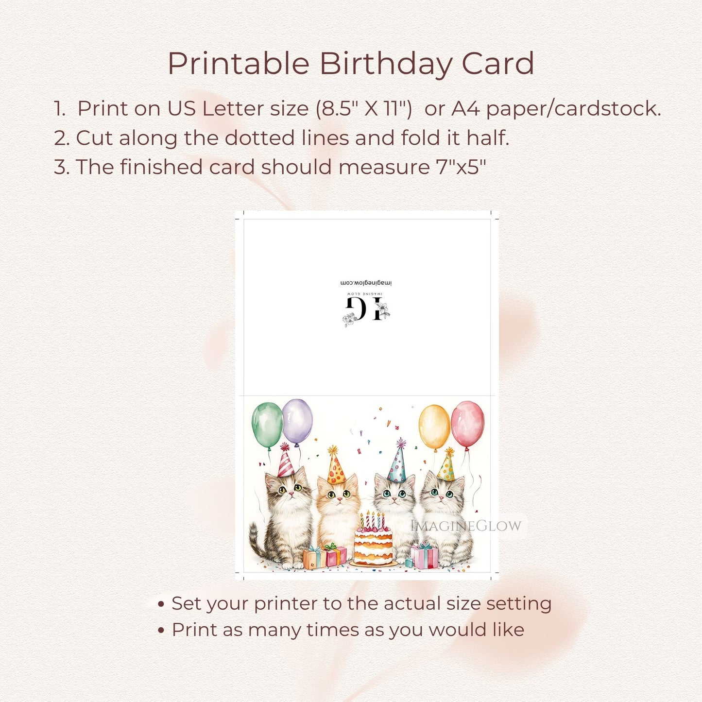 Digital download kitten birthday card
Adorable cat birthday card for feline lovers