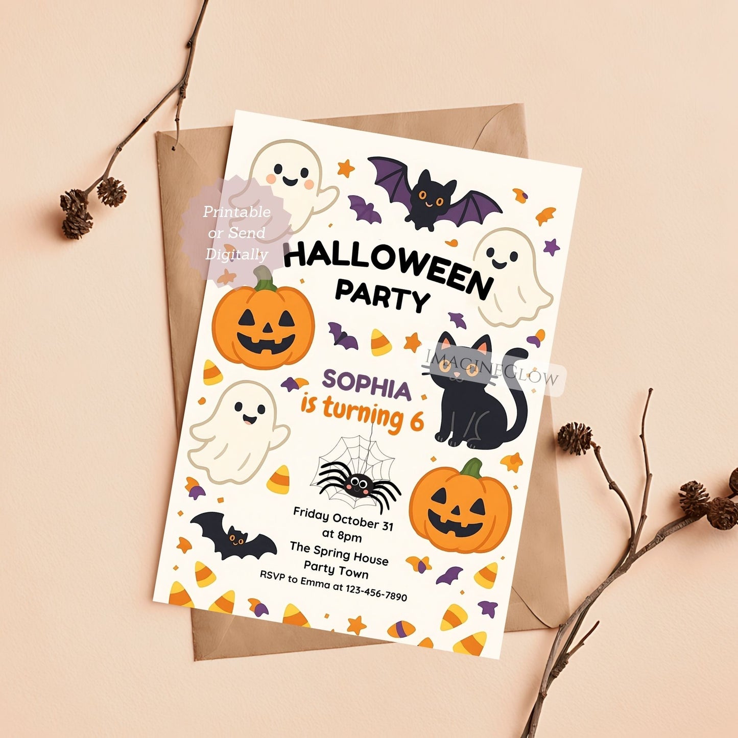 editable pastel halloween invitation
adorable ghost birthday card