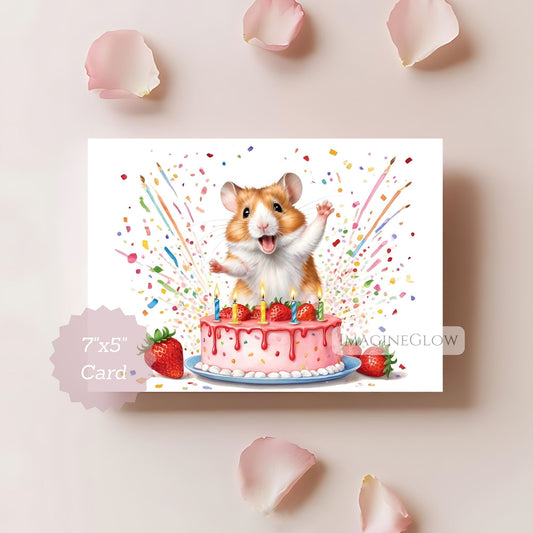 Hamster birthday greeting card
Cute hamster printable birthday card
Adorable hamster card for kids