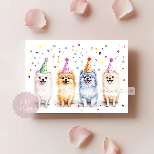cute pomeranian puppy birthday greeting card