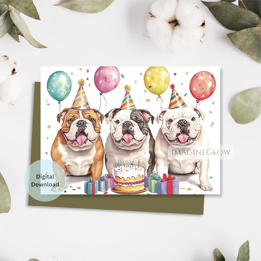 cute bulldog dog lover birthday card
digital bulldog birthday greeting card