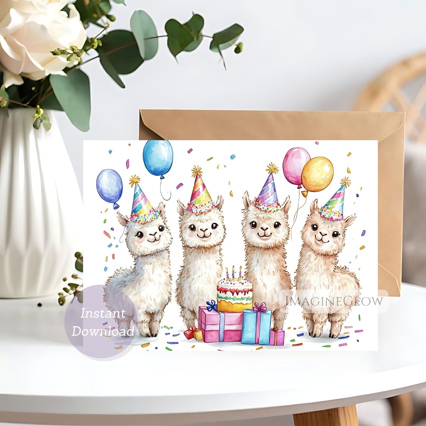 alpaca birthday card
whimsical birthday card
